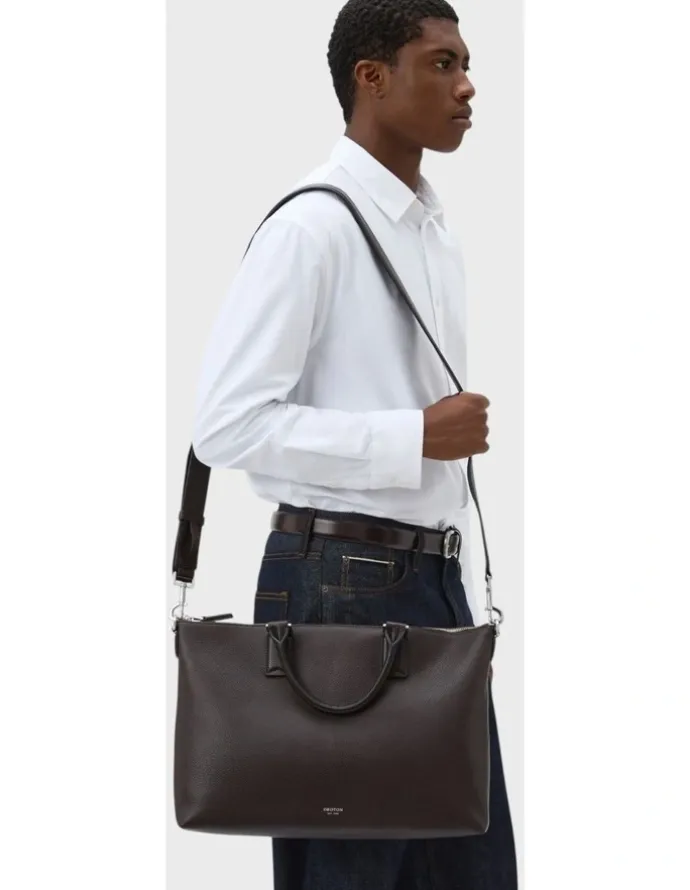 Oroton Paxton Briefcase in Dark Chocolate