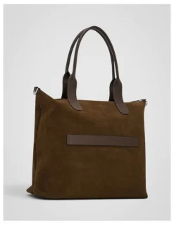 Oroton Paxton Suede Tote in Husk Brown