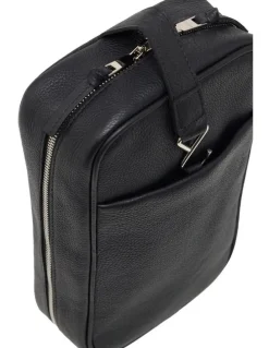 Oxford Aaron Leather Washbag in Black