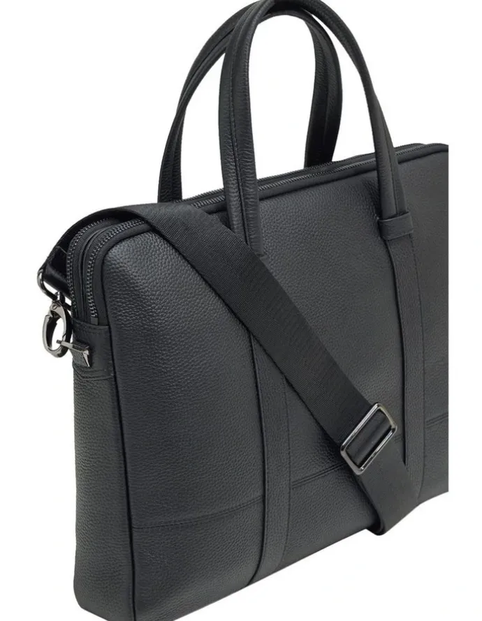 Oxford Atlas Leather Business Laptop Bag in Black