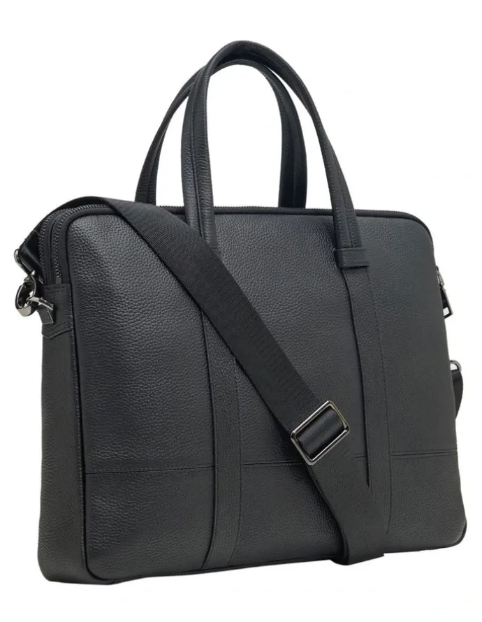 Oxford Atlas Leather Business Laptop Bag in Black