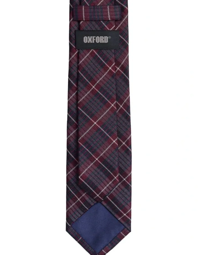 Oxford Baird Check Silk Tie 7cm in Wine