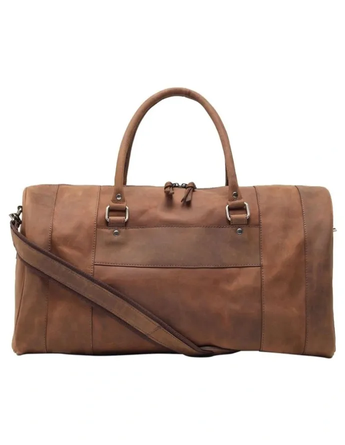 Oxford Barton Leather Overnighter in Vintage in Brown