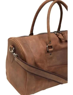 Oxford Barton Leather Overnighter in Vintage in Brown