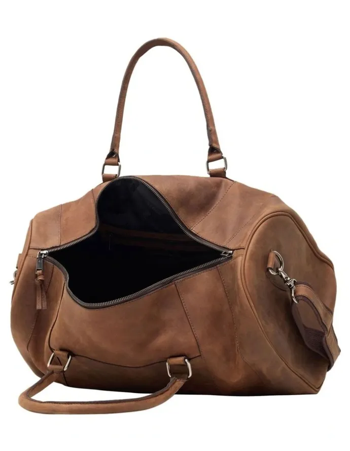 Oxford Barton Leather Overnighter in Vintage in Brown