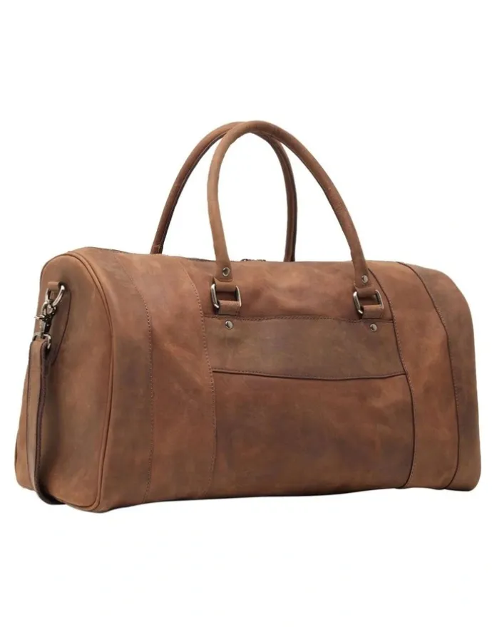 Oxford Barton Leather Overnighter in Vintage in Brown