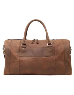 Oxford Barton Leather Overnighter in Vintage in Brown