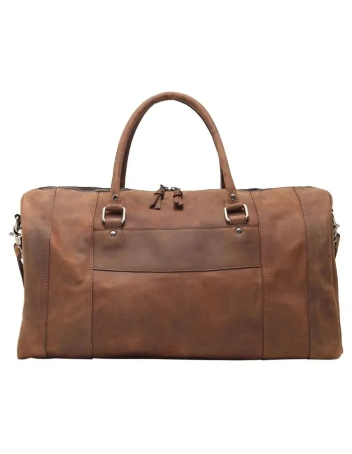 Oxford Barton Leather Overnighter in Vintage in Brown