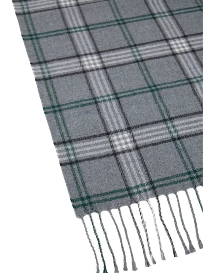Oxford Beau Wool Check Scarf in Grey