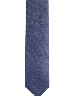 Oxford Bertram Silk Tie 7cm in Silver/Navy