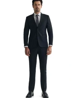 Oxford Byron Comfort Line Wool Suit Trousers in Black