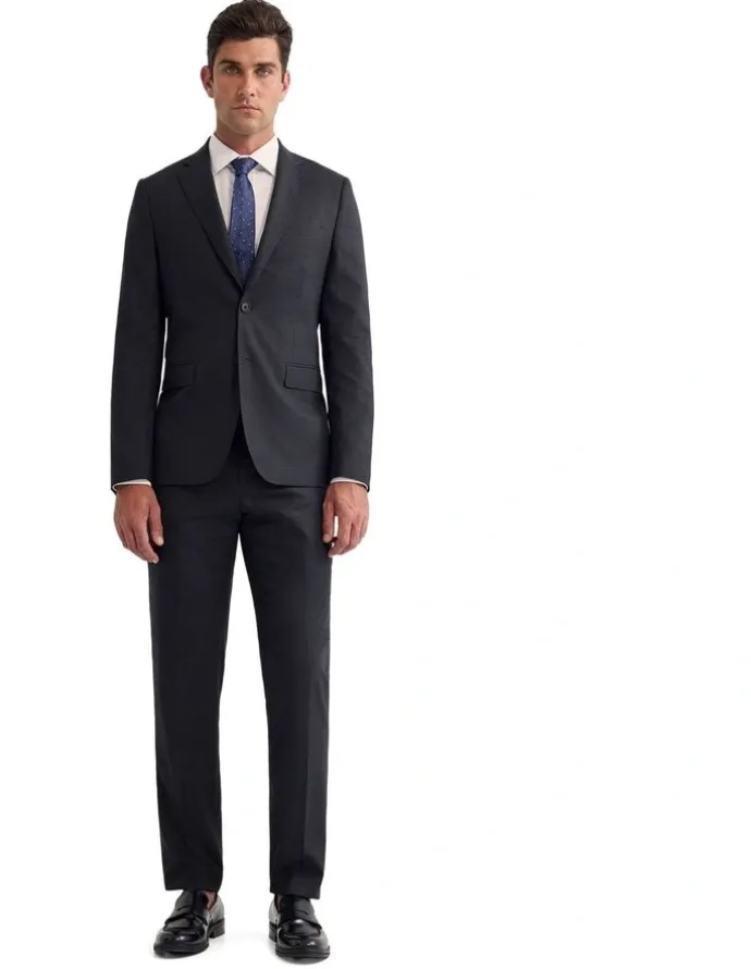 Oxford Byron Wool Suit Jacket in Charcoal