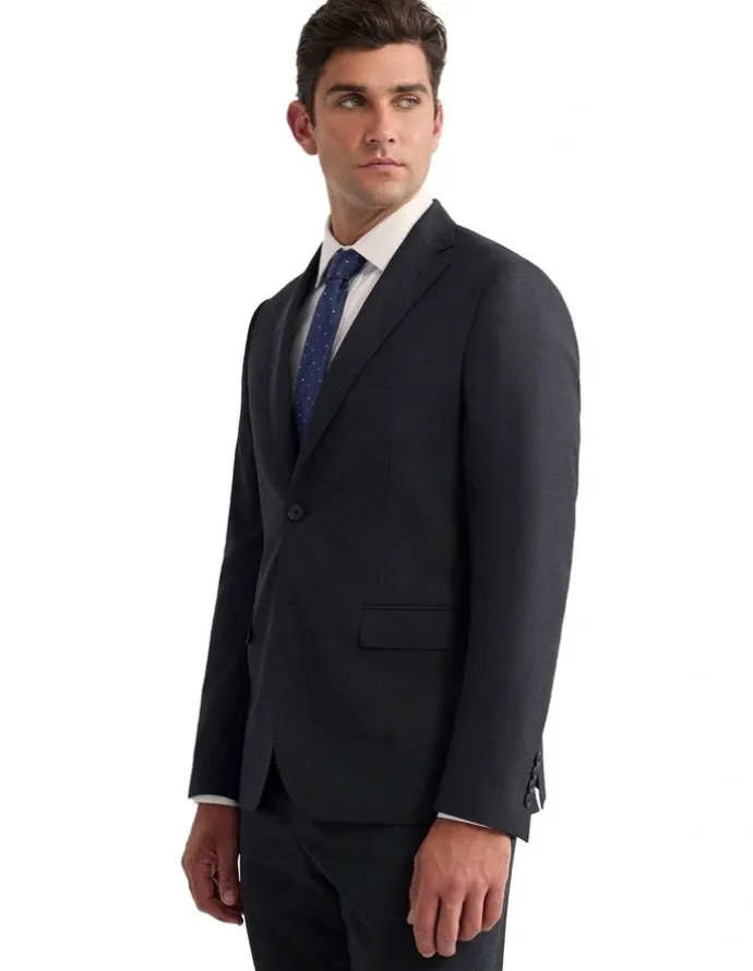 Oxford Byron Wool Suit Jacket in Charcoal