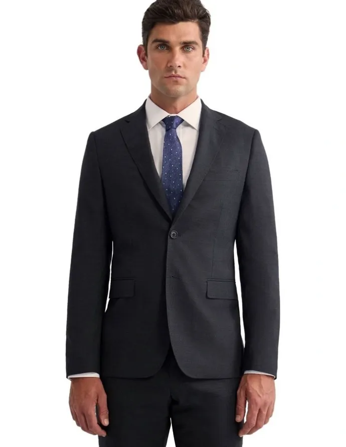 Oxford Byron Wool Suit Jacket in Charcoal