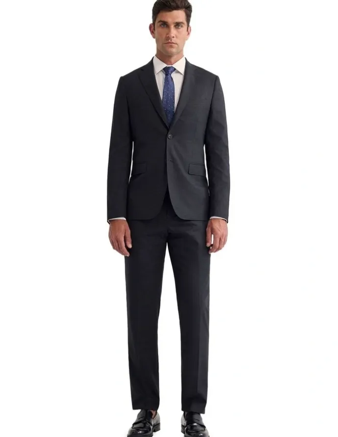 Oxford Byron Wool Suit Trousers in Charcoal