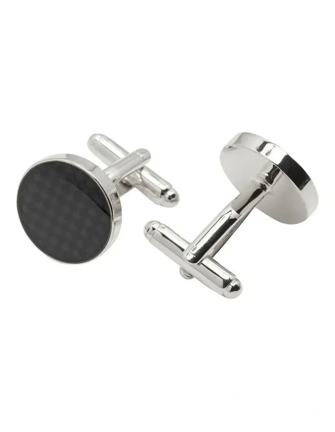 Oxford Dark Circle Cuff Link in Silver