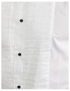 Oxford Dinner Shirt With Front Pleats in White