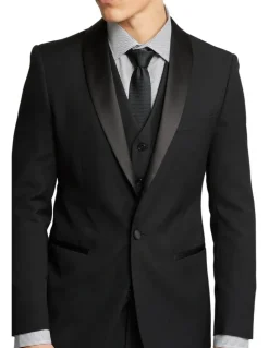Oxford Dinner Suit Jacket With Shawl Neck in Black
