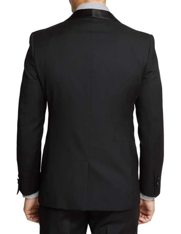 Oxford Dinner Suit Jacket With Shawl Neck in Black