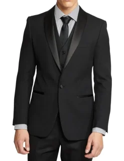 Oxford Dinner Suit Jacket With Shawl Neck in Black