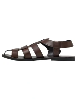 Oxford Ellas Leather Sandal in Dark Brown