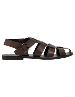 Oxford Ellas Leather Sandal in Dark Brown