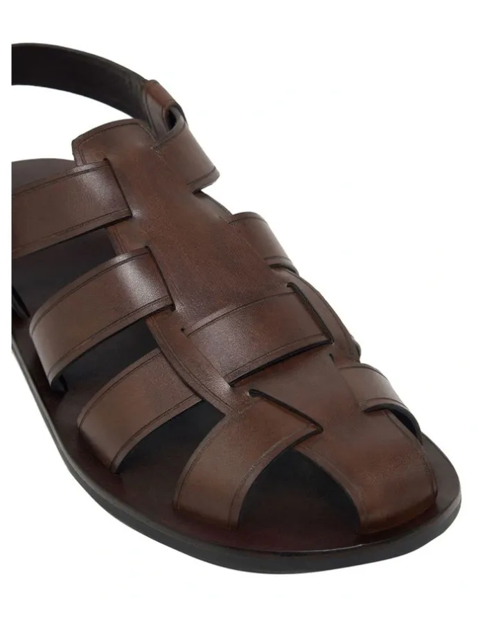 Oxford Ellas Leather Sandal in Dark Brown