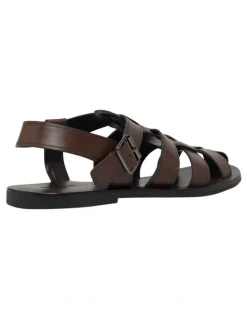 Oxford Ellas Leather Sandal in Dark Brown