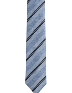 Oxford Gabriel Stripe Silk Tie 7cm in Blue
