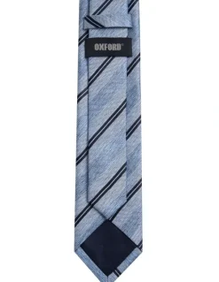 Oxford Gabriel Stripe Silk Tie 7cm in Blue