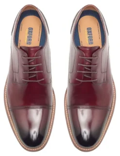 Oxford Hudson Toe Cap Derby Shoes in Burgundy
