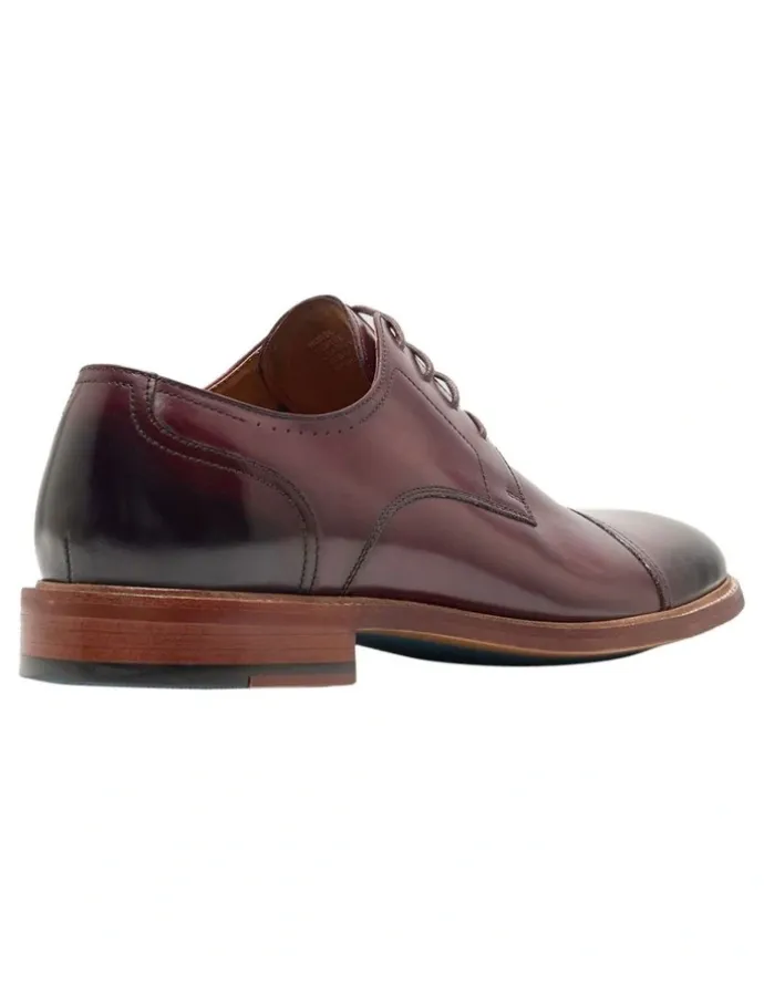 Oxford Hudson Toe Cap Derby Shoes in Burgundy