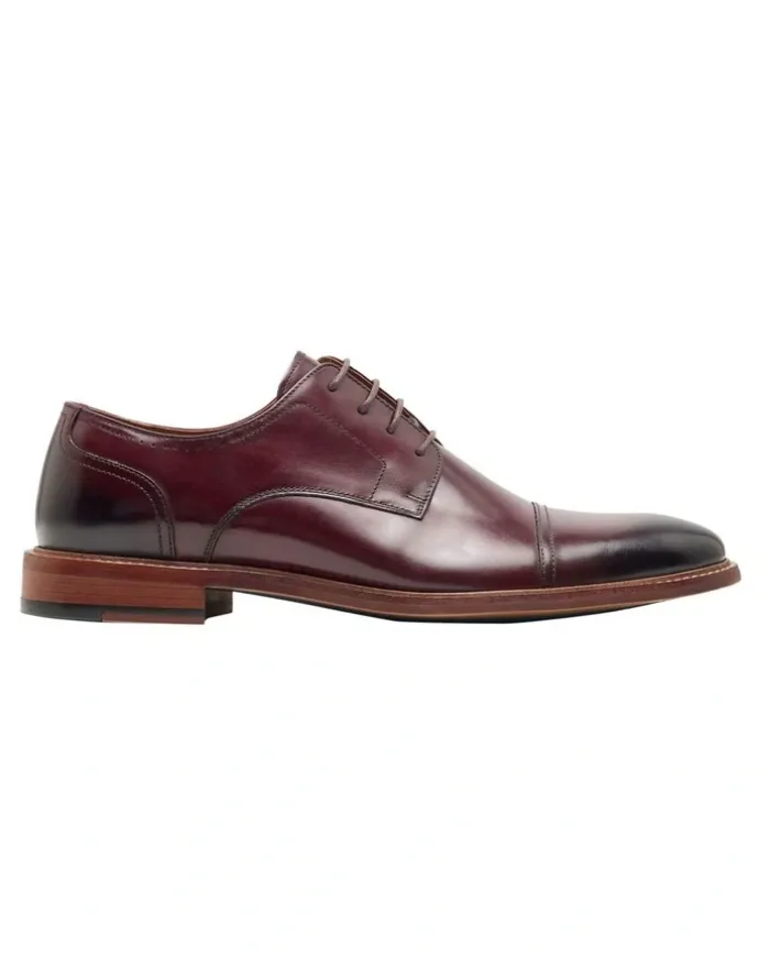 Oxford Hudson Toe Cap Derby Shoes in Burgundy