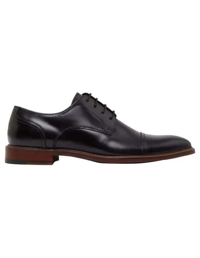 Oxford Hudson Toe Cap Derby Shoe in Black