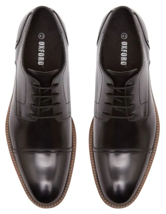 Oxford Hudson Toe Cap Derby Shoe in Black