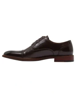 Oxford Hudson Toe Cap Derby Shoe in Dark Brown