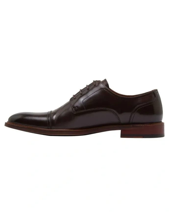 Oxford Hudson Toe Cap Derby Shoe in Dark Brown