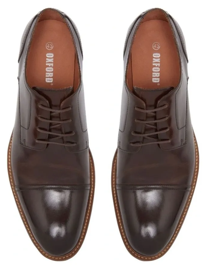 Oxford Hudson Toe Cap Derby Shoe in Dark Brown