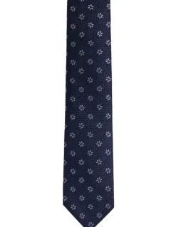 Oxford Isaac Ditsy Silk/Wool Tie 7cm in Navy