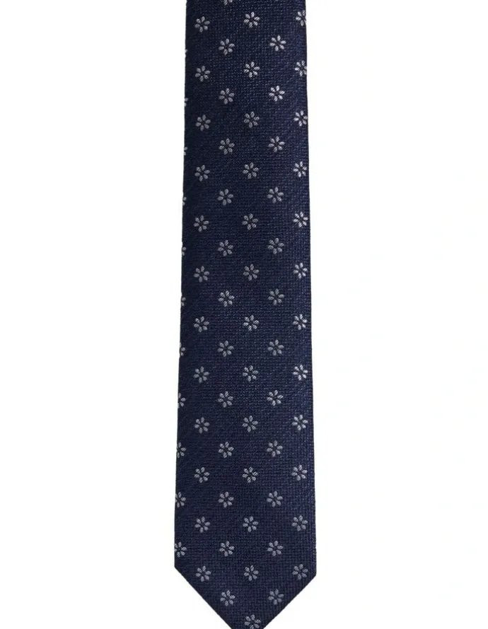 Oxford Isaac Ditsy Silk/Wool Tie 7cm in Navy