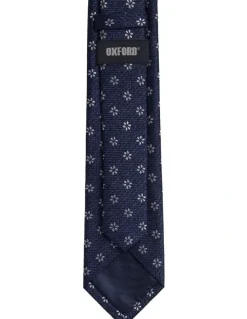 Oxford Isaac Ditsy Silk/Wool Tie 7cm in Navy