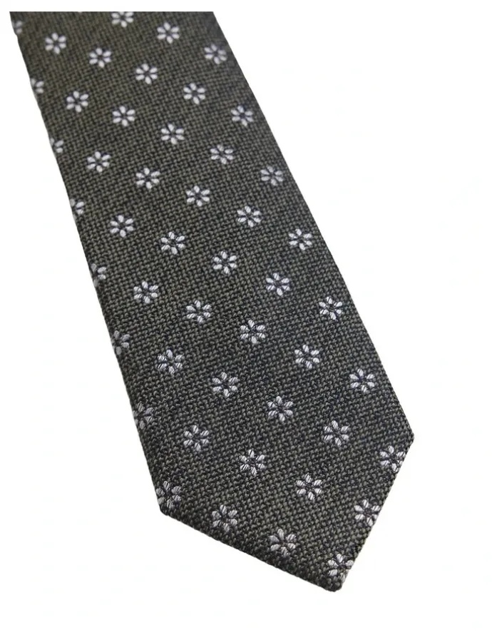 Oxford Isaac Ditsy Silk/Wool Tie 7cm in Olive