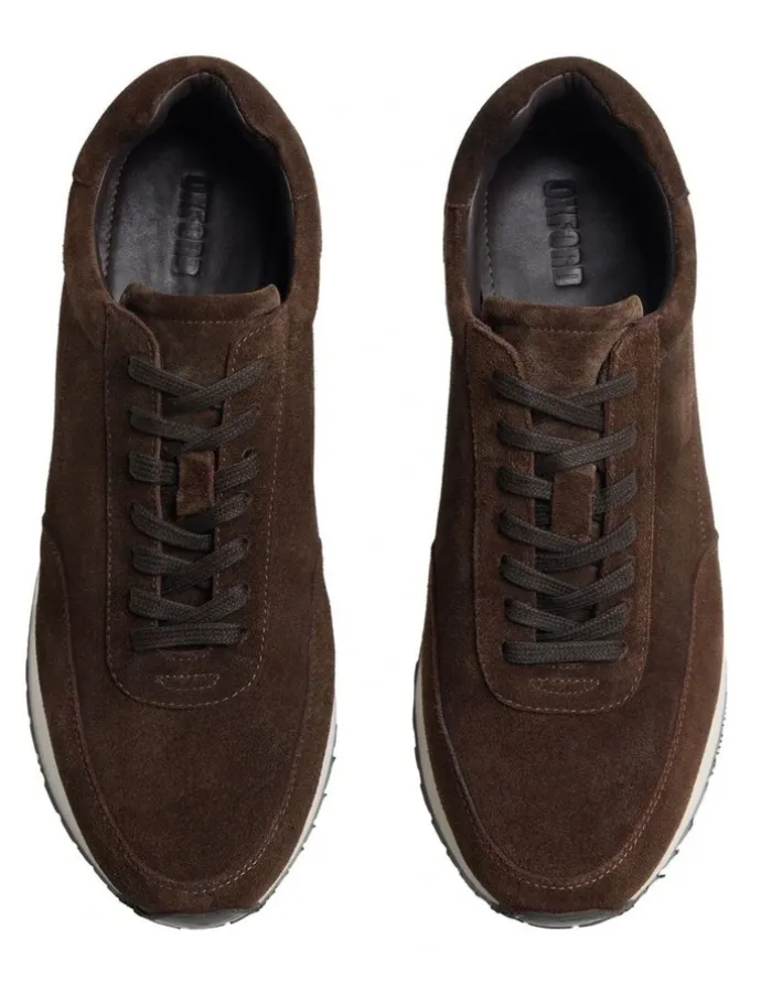 Oxford Krew Suede Trainer in Chocolate