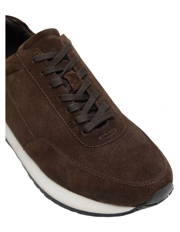 Oxford Krew Suede Trainer in Chocolate