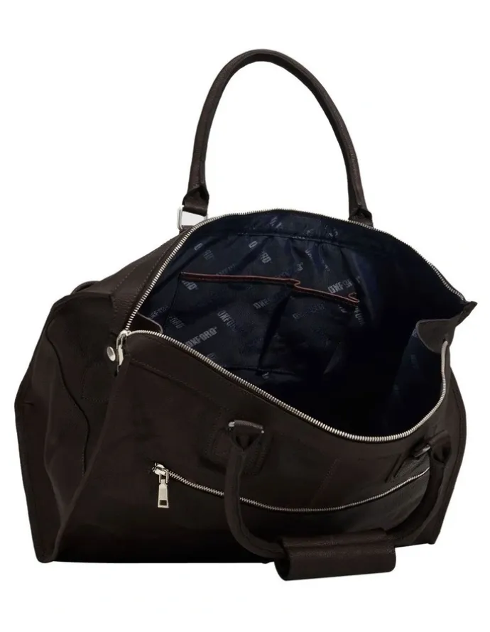 Oxford Magnus Leather Overnighter Bag in Dark Brown