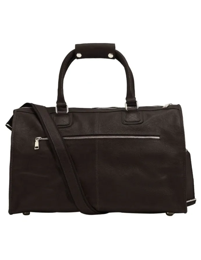Oxford Magnus Leather Overnighter Bag in Dark Brown