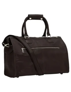 Oxford Magnus Leather Overnighter Bag in Dark Brown