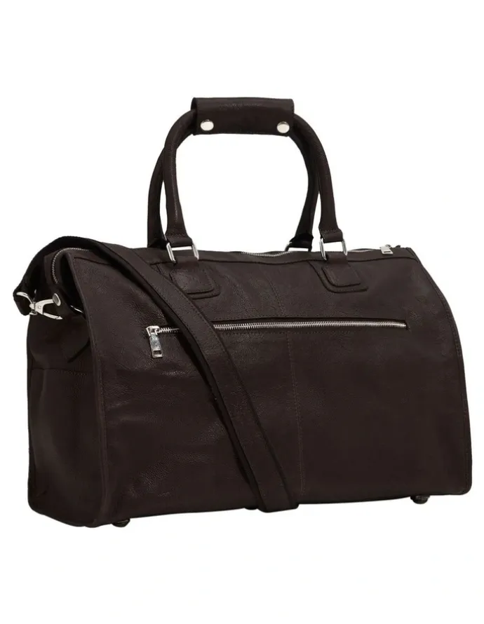 Oxford Magnus Leather Overnighter Bag in Dark Brown
