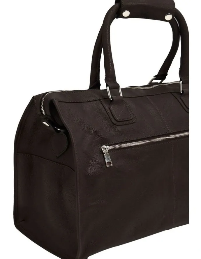 Oxford Magnus Leather Overnighter Bag in Dark Brown
