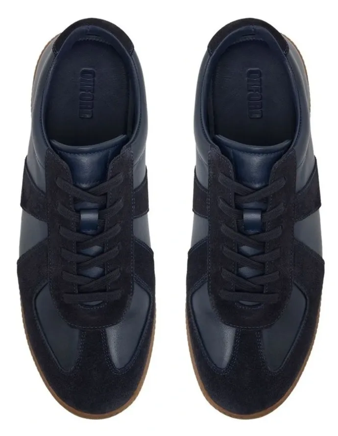 Oxford Max Leather/Suede Trainer in Navy